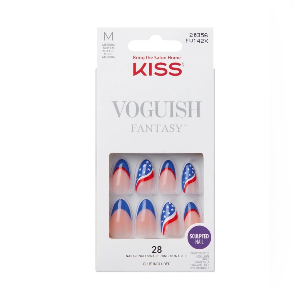KISS Voguish Fantasy Sculpted Nails -Patriotic - Medium Almond Shape